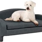 Paws & Purrs Modern Pet Sofa 31.5" Wide Low Back Lounging Bed with Removable Mattress Cover in Espresso / Gray