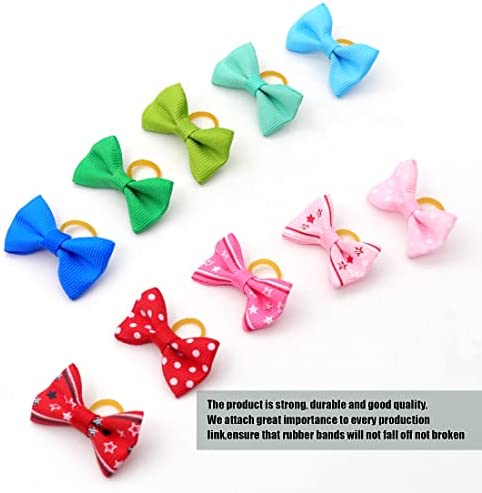 YAKA 60PCS (30 Paris) Cute Puppy Dog Small Bowknot Hair Bows with Rubber Bands Handmade Hair Accessories Bow Pet Grooming Products (60 Pcs,Cute Patterns) (Rubber Bands Style 1) - Image 4