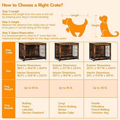 HOOBRO Dog Crate Furniture, Decorative Dog Kennel, Wooden Pet Furniture with Pull-Out Tray, Home and Indoor Use, Double Doors Modern Side End Table for Small/Medium Dog, Chew-Resistant BF642GW03 - Image 8