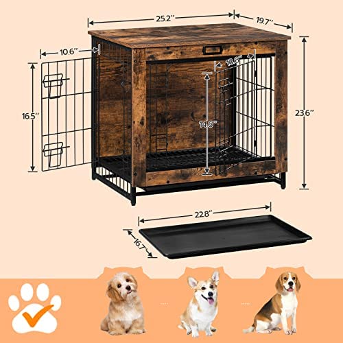 HOOBRO Dog Crate Furniture, Decorative Dog Kennel, Wooden Pet Furniture with Pull-Out Tray, Home and Indoor Use, Double Doors Modern Side End Table for Small/Medium Dog, Chew-Resistant BF642GW03 - Image 7