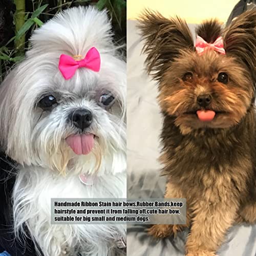 YAKA 60PCS (30 Paris) Cute Puppy Dog Small Bowknot Hair Bows with Rubber Bands Handmade Hair Accessories Bow Pet Grooming Products (60 Pcs,Cute Patterns) (Rubber Bands Style 1) - Image 5