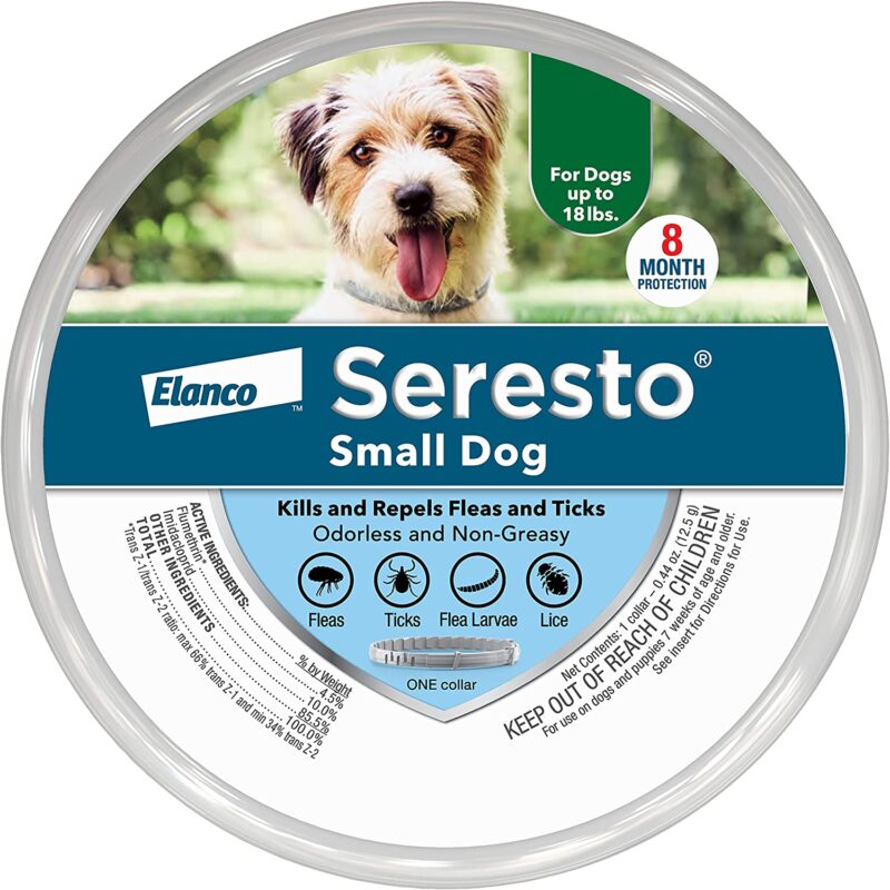 Seresto Flea and Tick Collar for Dogs, 8-Month Flea and Tick Collar for Small Dogs (Up to 18 Pounds), 1 Pack