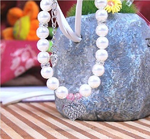 PETFAVORITES Fancy Pinky Crystal Heart Pet Cat Dog Necklace Jewelry with Bling Pearls Rhinestones Charm for Pets Cats Small Dogs Girl Teacup Chihuahua Yorkie Clothes Costume Outfits (8-Inch) - Image 4