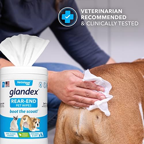 Vetnique Labs Glandex Dog Wipes for Pets Cleansing & Deodorizing Anal Gland Hygienic Wipes for Dogs & Cats with Vitamin E, Skin Conditioners and Aloe (75ct) - Image 4