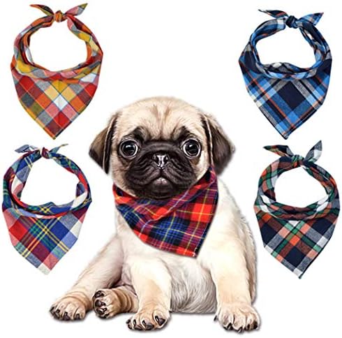 15pcs Dog Bandanas, Dog Scarf Kerchief Dog Bibs Washable Girl Boy Dog Bandanas Set Cotton Checkered Pet Dog Bandanas Outdoor Dog Fall Bandanas Accessories for Small Medium Large Dogs Cat Pet - Image 2