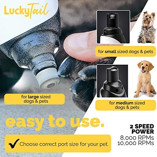 LuckyTail - Dog Nail Grinder - Small & Large Dogs - Whisper Quiet Operation (30- 50dB) - Powerful 2-Speed Motor - LED Light - Rechargeable - Pet Grooming Kit - Dog Nail Trimmers - Pet Nail Grinder - Image 6