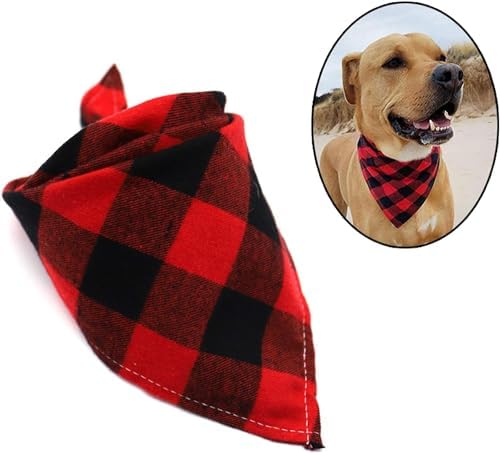 Christams Dog Bandana, Red Black Plaid Printing Washable and Adjustable Dog Bandana,Use for Small, Medium and Large Dogs Cat Pet,Daily Wear, Parties, Outdoor Activities, Weddings (Red) - Image 5
