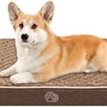 EMPSIGN Dog Crate Bed Waterproof Dog Bed Reversible Cool and Warm with Removable Washable Cover for Crate Pad, Pet Bed Dog Mat Mattress Cushions for Large Medium Small Dogs, Brown
