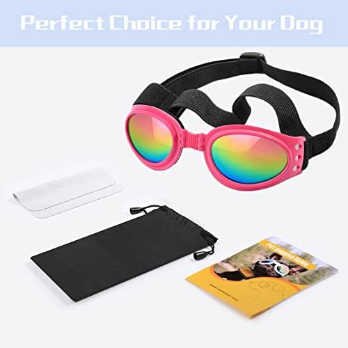 QUMY Dog Sunglasses Dog Goggles for Medium Large Breed Dogs, Wind Dust Fog Protection Eye Wear Pet Glasses with Adjustable Strap for Motorcycle Car Driving Bike Riding Hiking Swimming Over 15lbs Pink - Image 6