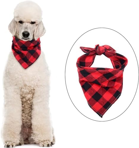 Christams Dog Bandana, Red Black Plaid Printing Washable and Adjustable Dog Bandana,Use for Small, Medium and Large Dogs Cat Pet,Daily Wear, Parties, Outdoor Activities, Weddings (Red) - Image 6