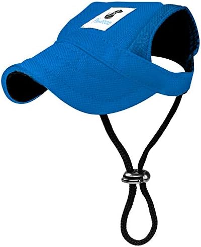 Pawaboo Dog Baseball Cap, Adjustable Dog Outdoor Sport Sun Protection Baseball Hat Cap Visor Sunbonnet Outfit with Ear Holes for Puppy Small Dogs, Medium, Blue
