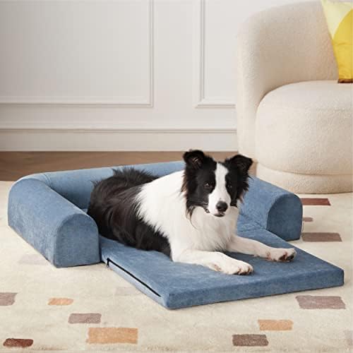 Lesure 2 in 1 Memory Foam Dog Bed for Large Dogs, Orthopedic Dog Bed Washable with Expandable Cushion and Durable Waterproof Liner Dog Lounge Pet Sofa, Copen Blue - Image 8