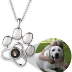 REMFACIO Pet Photo Necklace,Personalized Dog Cat Paw Necklace Projection Customized Photo Projection Necklace Pendant Gift for Pet Memorial Christmas (Dog paw-1pc)