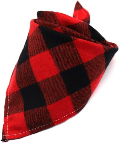 Christams Dog Bandana, Red Black Plaid Printing Washable and Adjustable Dog Bandana,Use for Small, Medium and Large Dogs Cat Pet,Daily Wear, Parties, Outdoor Activities, Weddings (Red) - Image 4
