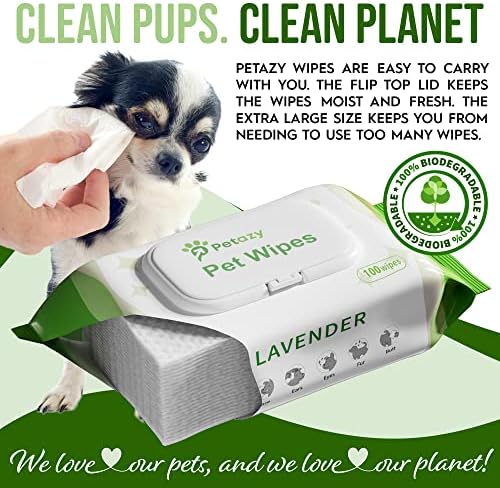 Petazy 400 Dog Wipes for Paws and Butt Ears Eyes | Organic Pet Wipes for Dogs | Lavender Scented Dog Wipes Cleaning Deodorizing | Extra Thick Paw Wipes for Dogs Cats Pets | Bonus Glove Wipes Included - Image 6