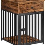 HOOBRO Dog Crate Furniture, Wooden Dog House, Decorative Dog Kennel with Drawer, Indoor Pet Crate End Table for Small Dog, Steel-Tube Dog Cage, Chew-Proof, Rustic Brown and Black BF01GW03