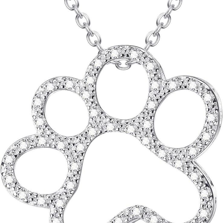 ONEFINITY Paw Print Necklace Sterling Silver Dog Paw Necklace Pet Cat Dog Paw Pendant Jewelry for Women Girls