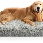 MIHIKK Extra Large Dog Bed, Jumbo Orthopedic Egg Crate Foam Dog Bed with Removable Washable Cover, Waterproof Dog Mattress Nonskid Bottom, Comfy Anti Anxiety Pet Bed Mat, 54x44 inch, Gray