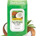 TropiClean Hypoallergenic Dog Wipes for Paws and Butt | Fragrance Free Dog Grooming Wipes | Safe for The Face | Puppy & Cat Friendly | 100 Count