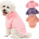 Kyaringtso Dog Sweater, 3 Pack Dog Sweaters for Small Dogs, Dog Clothes for Small Dogs Girl Boy, Ultra Soft and Warm Puppy Sweater Dog Coat for Winter Christmas (Small, Pink+Purple+Peach)