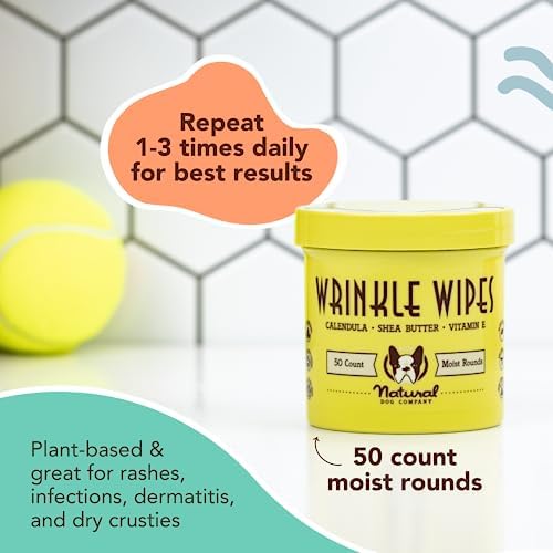 Natural Dog Company Wrinkle Wipes for Dogs, 50 Count, Hypoallergenic Dog Wipes, Wrinkle Wipes French Bulldog, Cleaning & Deodorizing, Dog Wipes for Grooming Faces, Paws & Butts - Image 6