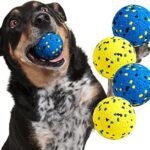 Kimee Dog Balls Tennis Ball Toys Dog Toys for Aggressive Chewers Durable Teething Chew Toys Water Toy Fetch Balls for Large Medium Small Dog and Puppies (4 Balls)