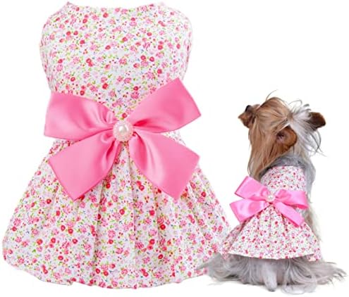 Petroom Sweet Puppy Dog Dress,Cute Princess Cat Dresses Dog Skirt for Small Girl Dogs (Pink,S)