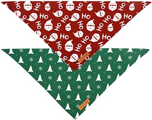 Realeaf Christmas Dog Bandanas 2 Pack, Christmas Tree and Santa Claus Dog Scarf for Boy and Girl, Premium Durable Fabric, Holiday Bandana for Small Medium Large and Extra Large Dogs (Large) - Image 3