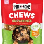 Milk-Bone Chews GnawBones Rawhide Free Dog Treats, Chicken, 30 Long Lasting Mini Knotted Bones