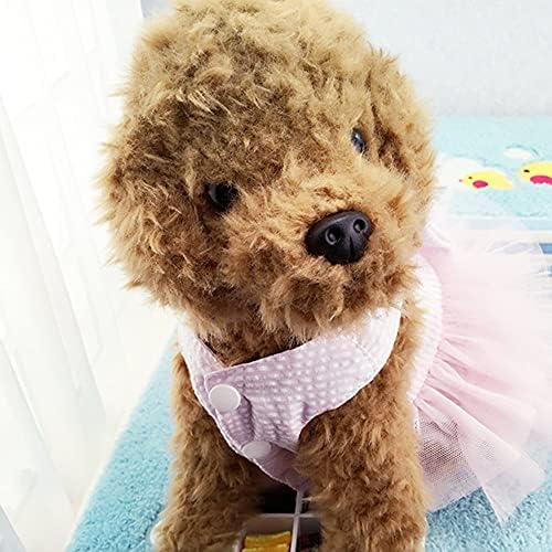 Dog Dresses, Fashion Pet Dog Clothes, Striped Mesh Puppy Dog Princess Dresses (Pink, Small) - Image 3