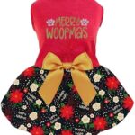 Christmas Dog Dress, Holiday Merry Woofmas Cat Cotton Outfits s Skirt for Small Boys and Girls Puppies Pets Doggie