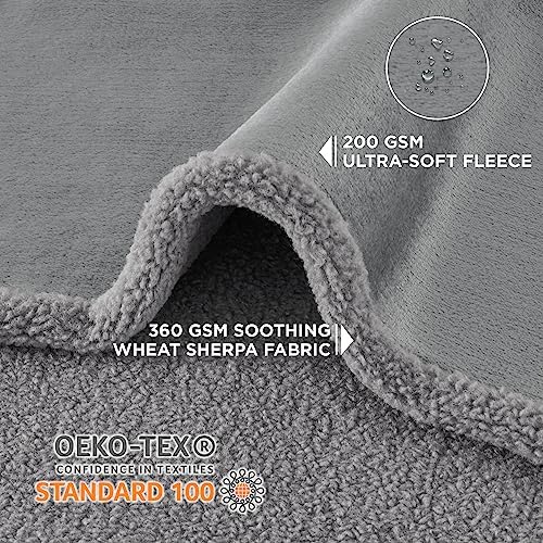 Lesure Waterproof Dog Blanket for Large Dogs - Washable Pet Blankets Reversible for Cat with Durable 360GSM Wheat Sherpa and 200GSM Flannel Fleece, Furniture Protection for Bed Couch, Grey, 50x60 - Image 3