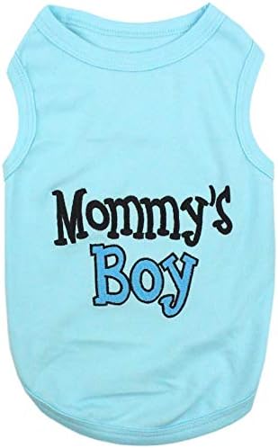 Parisian Pet Dog Cat Clothes Tee Shirts Mommy's Boy T-Shirt, M