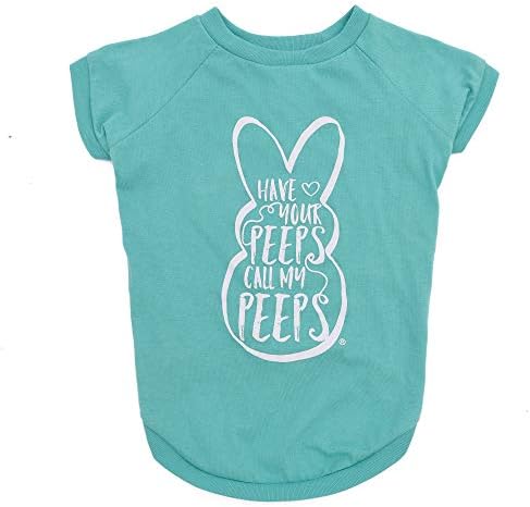 Peeps for Pets Call My Peeps Dog T Shirt | Teal Blue Dog Shirt- Officially Licensed Peeps for Pets Pet Dog Clothing, Size X-Small | Dog Apparel and Accessories, Dog Shirt for Small Dogs