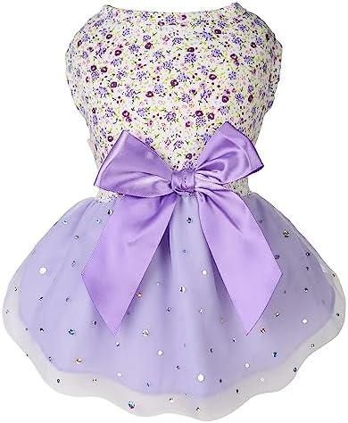 Petroom Pet Dogs Dresses for Small Dogs Puppy Clothes Cat Outfit Apparel Female for Yorkie(Pullover Purple L)