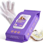 Cleaning & Deodorizing Bathing Wipes for Dogs and Cats, Nourish Fur Coconut Oil Grooming Wipes for Dog/Cat, Pet Bathing Gloves Wipes for Daily Care and Traveling, Hypoallergenic