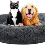 Calming Dog Beds for Small Medium Large Dogs - Round Donut Machine Washable Dog Bed, Anti-Slip Faux Fur Fluffy Donut Cuddler Cat Bed, Multiple Sizes S-XL