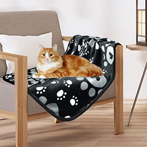1 Pack 3 Dog Blankets for Small Dogs, Soft Fleece Dog Blanket Fluffy Pet Blanket Warm Sleep Mat Cute Paw Print Puppy Cat Blanket, Flannel Throw for Washable Dog Bed, Blanket for Dogs, 30"X20" - Image 2