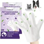 cyeollo Dog Wipes for Pet Cleaning & Deodorizing, Cleansing Grooming Thick Dogs Bath Glove Wipes for Body Paws Butt Daily Care, Hypoallergenic Dogs Cats Wipes, Nourish Fur, 12PCS
