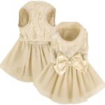 ASENKU Dog Dress Pet Wedding Dress Princess Lace Puppy Birthday Party Outfit Formal Apparel Girl for Small Medium Dogs Cats