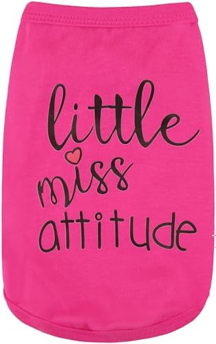 Personality-Packed Canine Attire: Soft, Lightweight Dog Clothes Featuring The Bold 'Little Miss Attitude' Slogan Print, Perfect for Small and Medium Dogs Rose Red X-Small