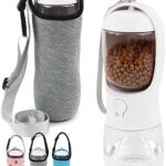 Wisedog Portable Dog Water Bottle: Large-Capacity 2 in 1 Pet Travel Water Bottle, Easy to Use, Suitable for Puppy, Cat and Rabbit Outdoor Walking, Hiking, Traveling, Camping (10oz+White)