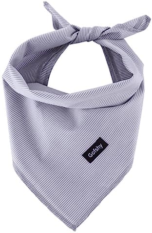 Gofshy Dog Bandanas Gray Stripes Printing Adjustable Dog Bib Cute Cotton Scarf Handkerchief for Large&Medium Dogs Pets