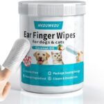 Ear Cleaner Finger Wipes 60 Counts, Dog Ear Cleaner, Grooming Kit Care for Dogs and Cats, Soft & Easy Otic Cleaning Pads, Remove Wax, Dirt & Stop Smelly, Itchy, Non-Irritating, Coconut Scent