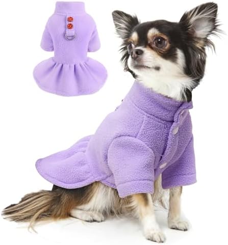 Fleece Dog Dress with Harness, Dog Dresses for Small Dogs, Winter Dog Clothes for Small Dogs Girl, Cute Princess Birthday Dog Dresses for Extra Small Dogs Chihuahua Yorkie Pet Cat Apparel Medium - Image 9