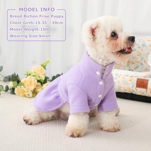 Fleece Dog Dress with Harness, Dog Dresses for Small Dogs, Winter Dog Clothes for Small Dogs Girl, Cute Princess Birthday Dog Dresses for Extra Small Dogs Chihuahua Yorkie Pet Cat Apparel Medium - Image 8