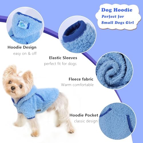 Dog Hoodie Dog Sweater Dog Winter Clothes for Small Dogs Boy Girl Pet Hoodies for Dogs Cold Weather Dog Coats Fall Dog Sweatshirt for Chihuahua Yorkie Cat Sweater Dog Costumes (Medium, Blue) - Image 5