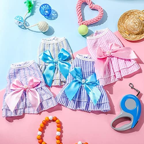 4 Pieces Dog Dresses for Small Medium Dogs Puppy Clothes Summer Princess Pet Dresses Girl Female Doggie Tutu Skirt Apparel for Chihuahua Yorkies Pup Cat Outfit(X-Small) - Image 5