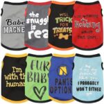 Elevate Your Pet's Seasonal Style with Playful Panache: 8-Piece Set of Dog Shirts Featuring Hilarious Printed Patterns for Airy Comfort in Summer and Fall Classic 8pc Medium