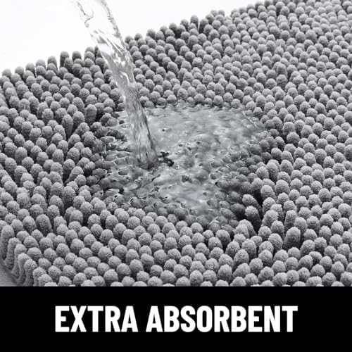 smiry Dog Door Mat for Muddy Paws, Absorbent Dirt Trapper Non-Slip Washable Mat, Quick Dry Chenille, Mud Mat for Dogs, Entry Indoor Door Mat for Inside Floor (30x20 Inches, Grey) - Image 5